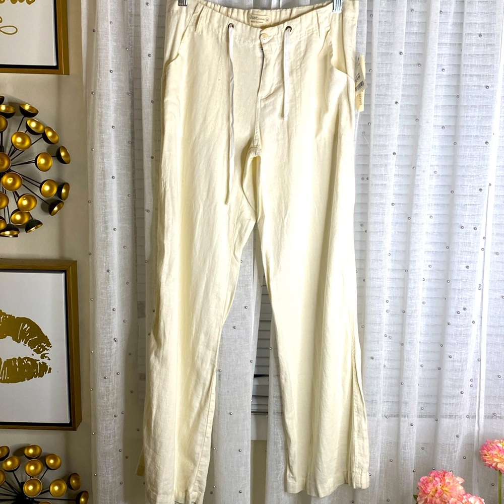 Cream colored 55% Linen/45% Rayon pants.
